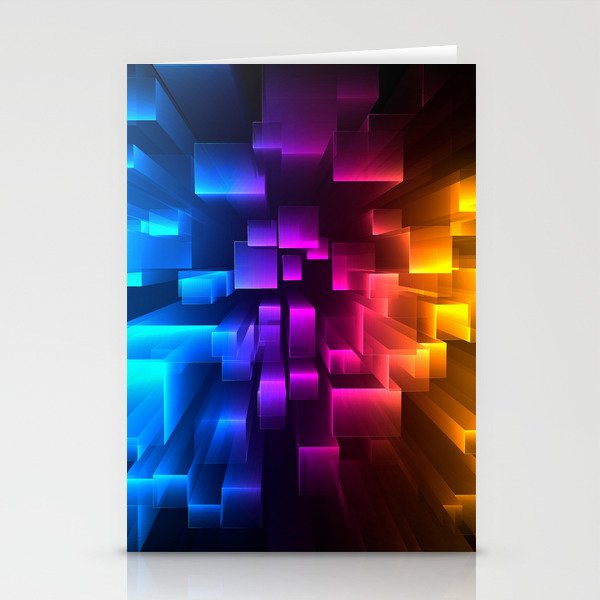 colorful-3d-squares-background Stationery Cards
