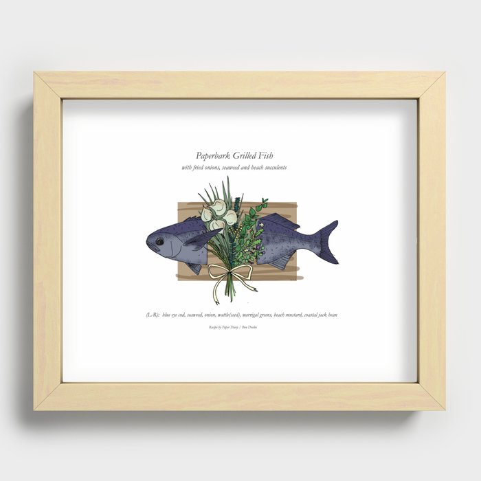 Seafood Series : Paperbark Blue Cod Fish Recessed Framed Print
