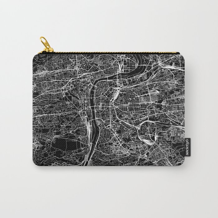 Prague Black Map Carry-All Pouch