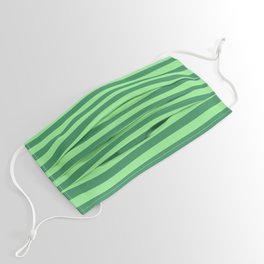 [ Thumbnail: Sea Green & Light Green Colored Striped/Lined Pattern Face Mask ]