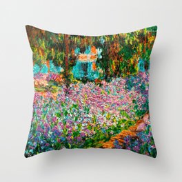 Claude Monet - Irises in Monet's Garden Throw Pillow
