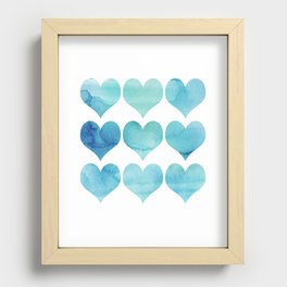 Vintage Light Blue Heart Recessed Framed Print