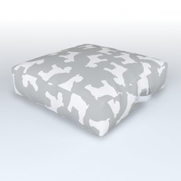 Silver Schnauzers - Simple Dog Silhouettes Pattern Outdoor Floor Cushion