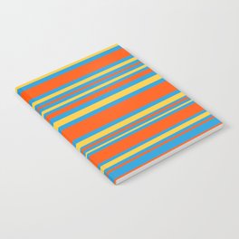 Retro Modern Horizontal Stripe Pattern Orange Blue Yellow Notebook