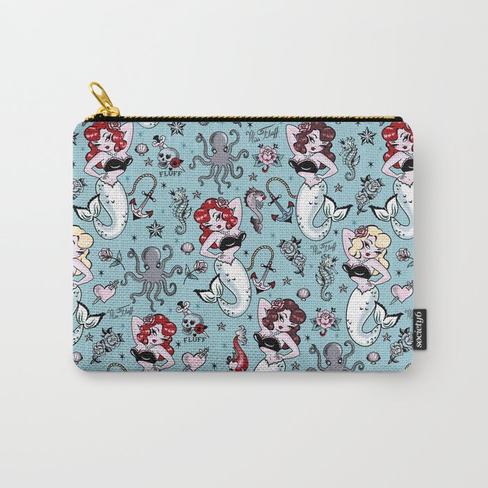 Molly Mermaid vintage pinup inspired nautical tattoo Carry-All Pouch