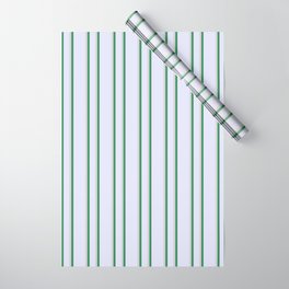 [ Thumbnail: Lavender, Light Gray & Sea Green Colored Pattern of Stripes Wrapping Paper ]