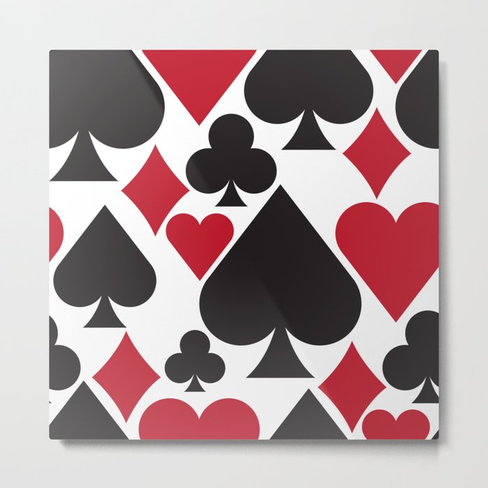 52 Deck Of Cards Pattern Clubs, Diamonds, Hearts and Spades Metal Print