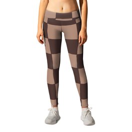 Brown Tan Handpainted Checker Leggings