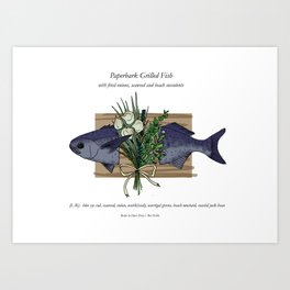 Seafood Series : Paperbark Blue Cod Fish Art Print