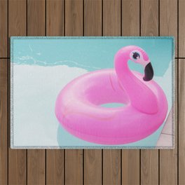 Giving You the Eye - Pink Flamingo Pool Floatie Outdoor Rug