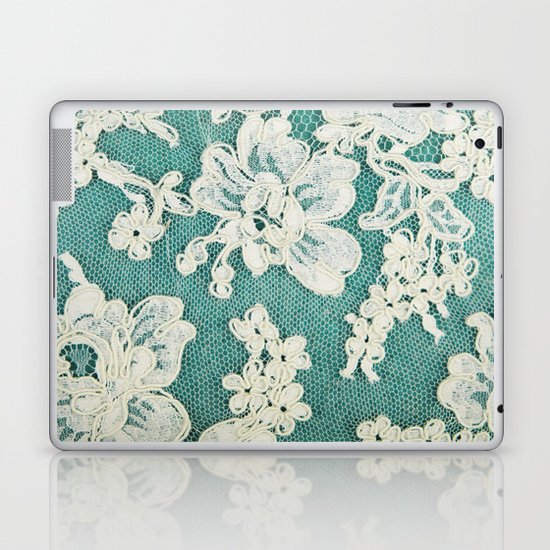 white lace - photo of vintage white lace Laptop & iPad Skin