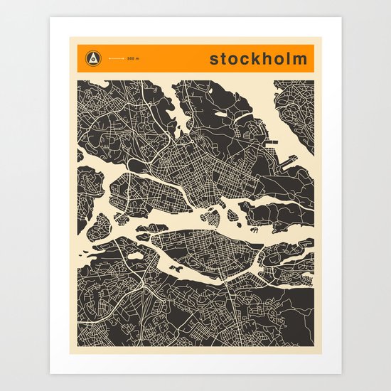 STOCKHOLM MAP Art Print