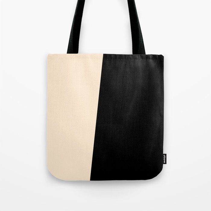 Stripes Black Beige Asymmetrical Tote Bag