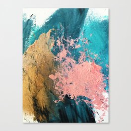 Coral Reef [1]: colorful abstract in blue, teal, gold, and pink Canvas Print