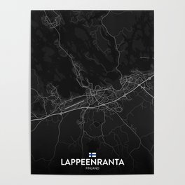 Lappeenranta, Finland - Dark City Map Poster
