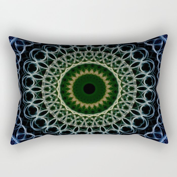Mandala in deep blue and gold tones. Rectangular Pillow