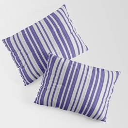[ Thumbnail: Light Gray and Dark Slate Blue Colored Lines Pattern Pillow Sham ]
