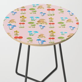 Lovely Mushrooms Pink Background Side Table