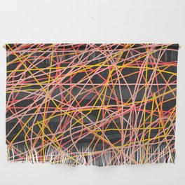Abstract Colorful Minimalistic Thin Line Art On Dark  Wall Hanging