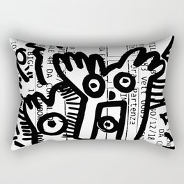 Creatures Graffiti Black and White on French Train Ticket Rectangular Pillow