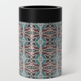 Burgundy and blue flowy pattern Can Cooler
