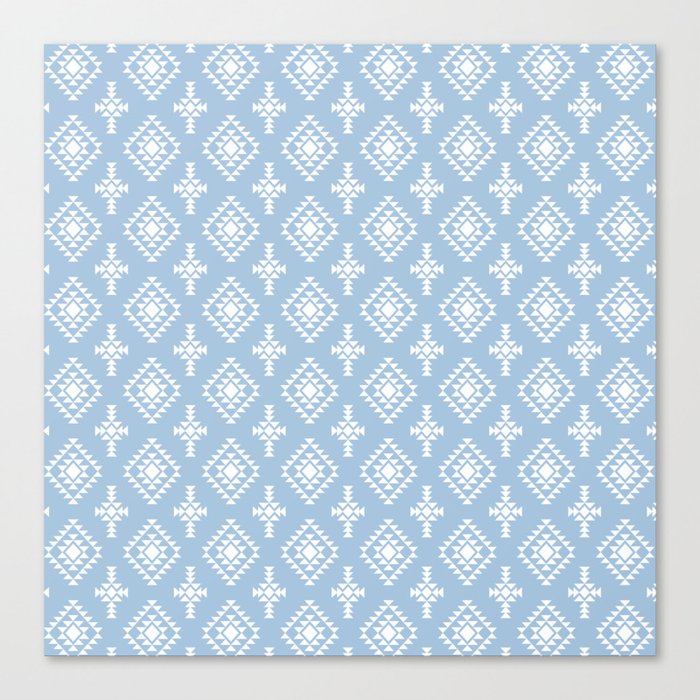 Pale Blue and White Native American Tribal Pattern Canvas Print