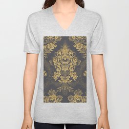 Elegant Damask Pattern  V Neck T Shirt