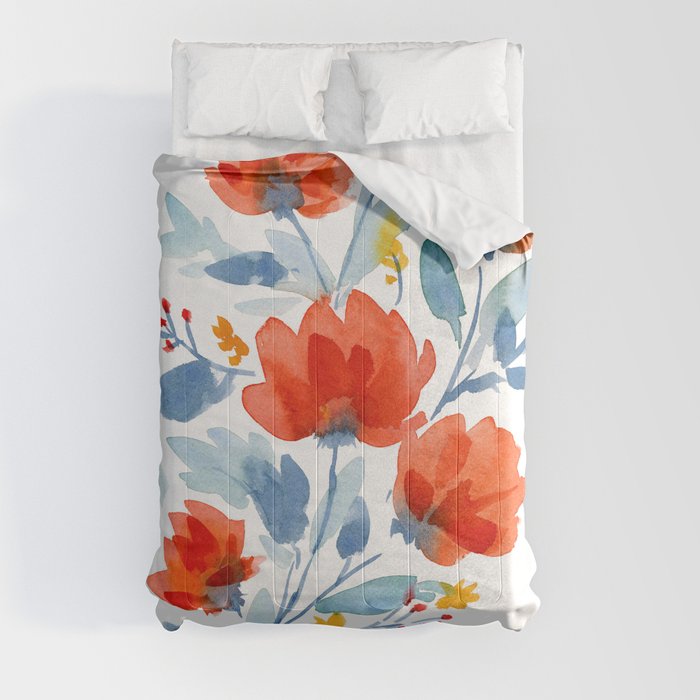 Watercolor Flowers Comforter