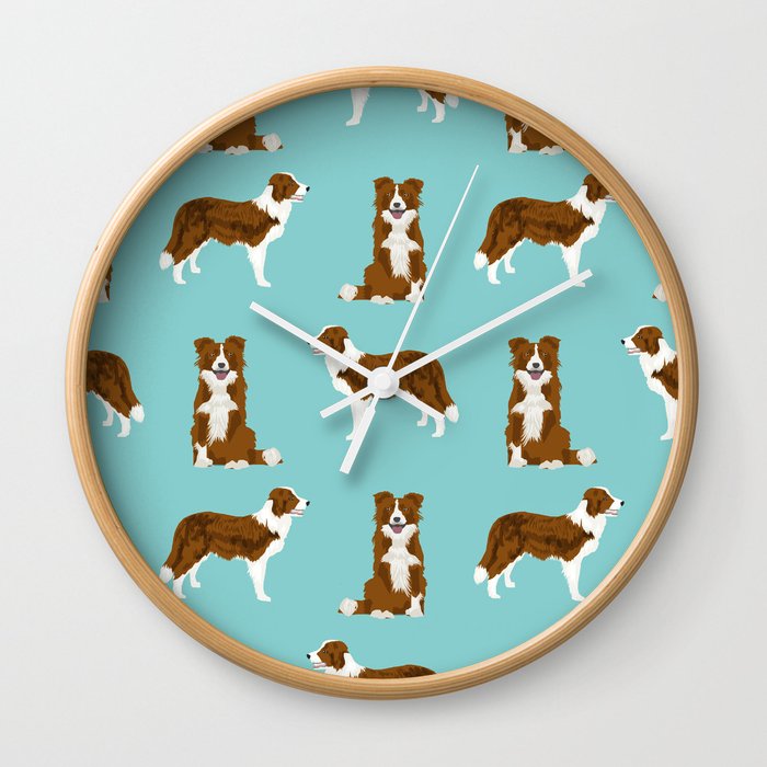 Border Collie red coat dog breed pet friendly gifts for collie lovers Wall Clock