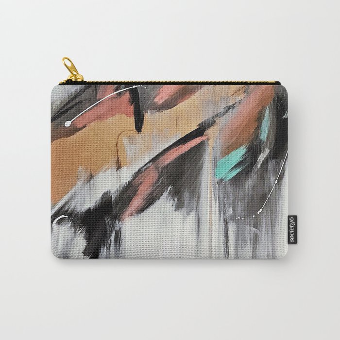 Head in the Clouds: colorful abstract piece in pink, teal, gold, black and white Carry-All Pouch