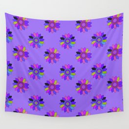 Beautiful Flower Folk Styled Doodle Art-Purple Wall Tapestry