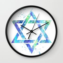 Star Of David Wall Clock | Abstract, Pattern, Expressionism, Painting, Digital, Aerosol, Realism, Stencil, Starofdavid, Pop Art 
