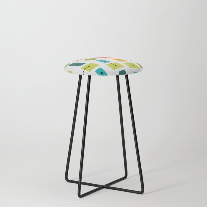 Atomic Age Simple Shapes Multicolored Counter Stool