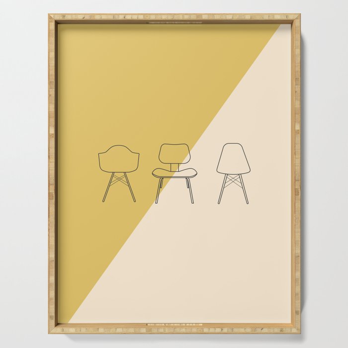 Eames Chairs // Mid Century Modern Minimalist Illustration Serving Tray