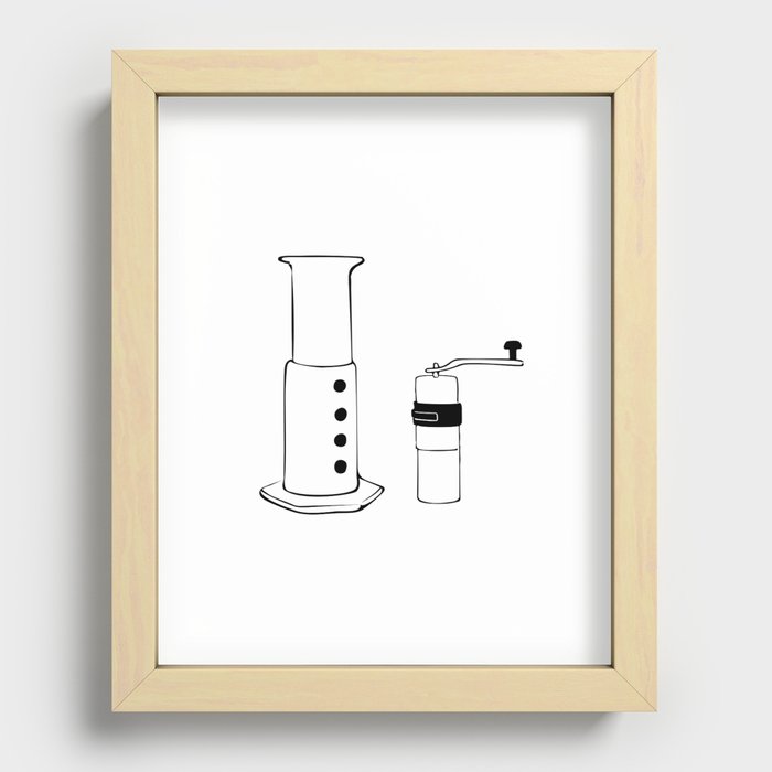Coffee Tools: Aeropress & Grinder Recessed Framed Print