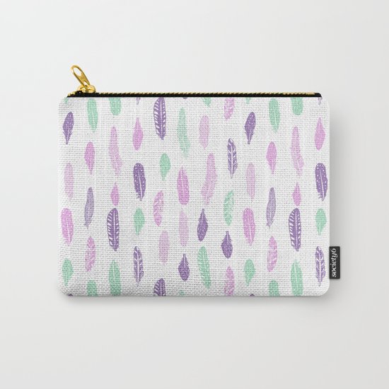 Feathers pastel lilac and mint pink nursery pattern minimal trendy boho hipster pattern Carry-All Pouch