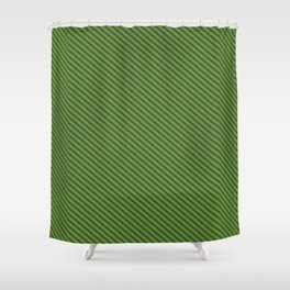 [ Thumbnail: Green and Dark Slate Gray Colored Lines Pattern Shower Curtain ]