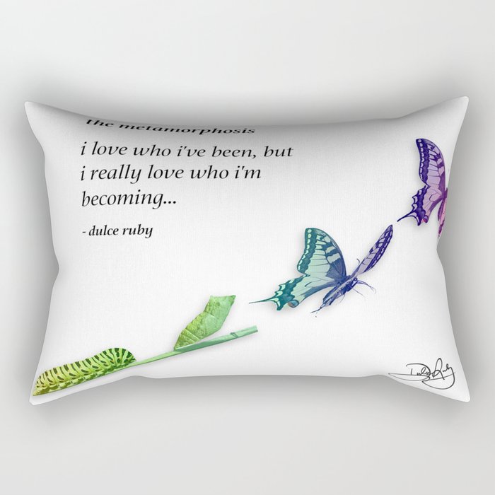 The Metamorphosis - Caterpillar becoming Butterfly Rectangular Pillow