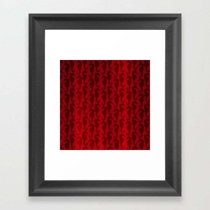 Red Silk Metallic Seahorse Modern Collection Framed Art Print