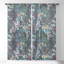 Night Garden Sheer Curtain | Digital, Curated, Vintage, Design, Homedecor, Wallart, Botanical, Painting, Interiordesign, Dark 