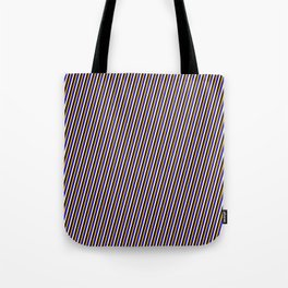 [ Thumbnail: Bisque, Black, Goldenrod, and Blue Colored Pattern of Stripes Tote Bag ]