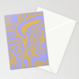 Periwinkle And Mustard Yellow Liquid Marble ,Swirl Abstract Pattern, Stationery Card