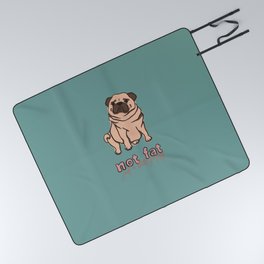 Just a Little Puggy - teal Picnic Blanket