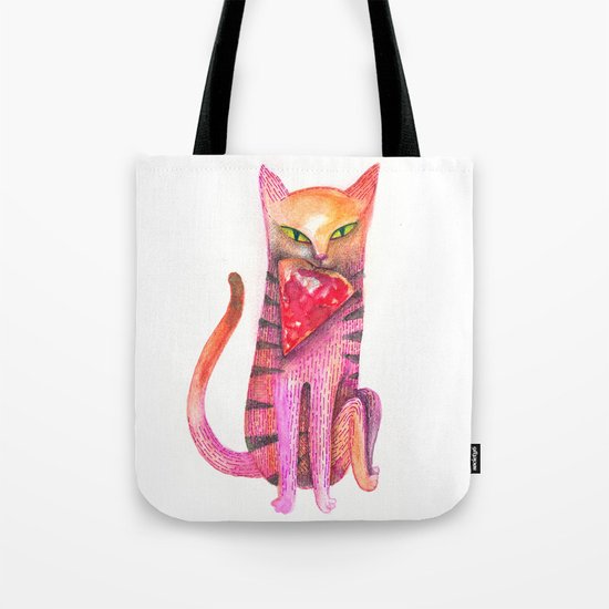 pet cat with precious prey Tote Bag