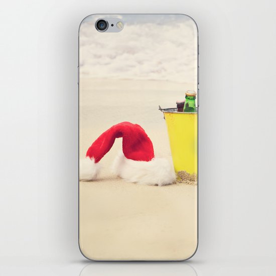Santa Hat and Beach Beverage iPhone & iPod Skin
