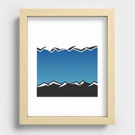 Abstract minimal black&white desert and sea in blue and sky blue gradient background Recessed Framed Print