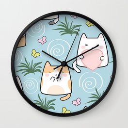 Kawaii Cat Lake Wall Clock