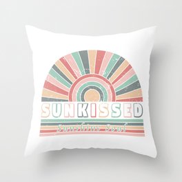 Sunkissed - Sunshine Soul - Vintage Retro Rainbow Sun Throw Pillow