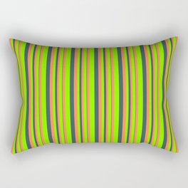[ Thumbnail: Chartreuse, Coral, and Dark Slate Gray Colored Lines/Stripes Pattern Rectangular Pillow ]
