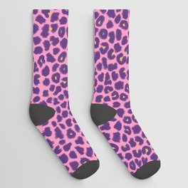 Purple Pink Leopard Print Socks